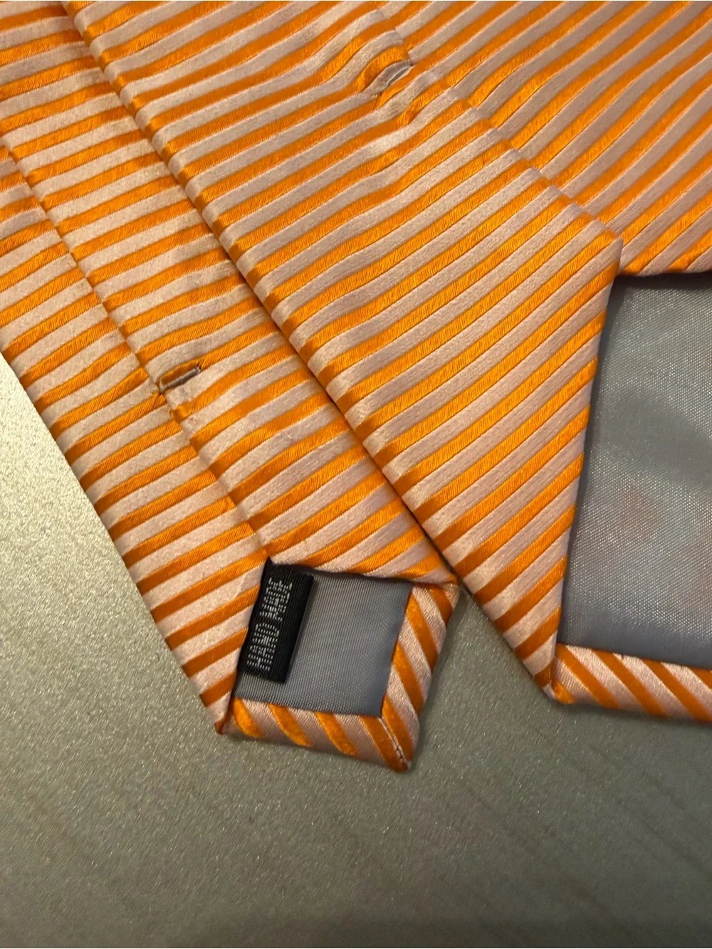 Men's Orange Striped Tie - Classic Formal Accessory